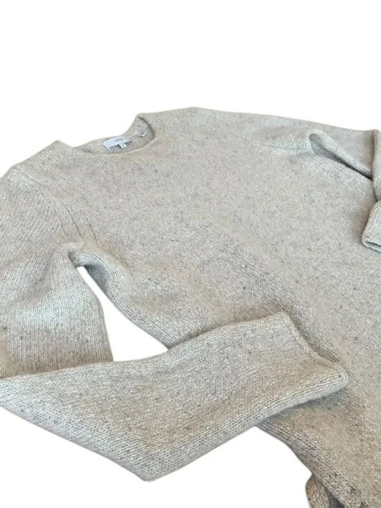 VINCE Cashmere Sweater Medium Beige Oatmeal Crewneck Minimalist Oversized Split - Picture 5 of 11
